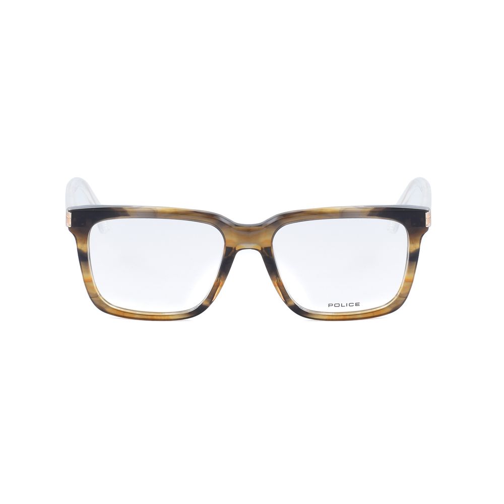 Police Green Plastic Frames - Men's glasses, model VPLF03N5306DA, made of plastic with green color and dimensions 53/18/145mm.
