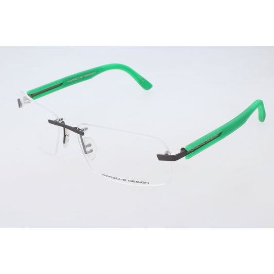 Porsche Design Bicolor Metal Frames eyeglasses in dark gray with green temples, model P8233F made of metal, lens/bridge/temple size 60/16/135 mm