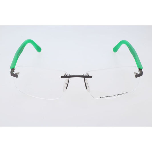 Porsche Design Bicolor Metal Frames eyeglasses with green temples, dark gray frame, metal material, size 60/16/135 mm.