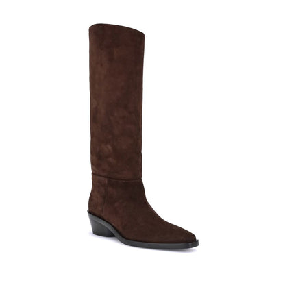 Proenza Schouler Brown Calf Leather Bos Taurus Ankle Boots with squared toe and wide heel