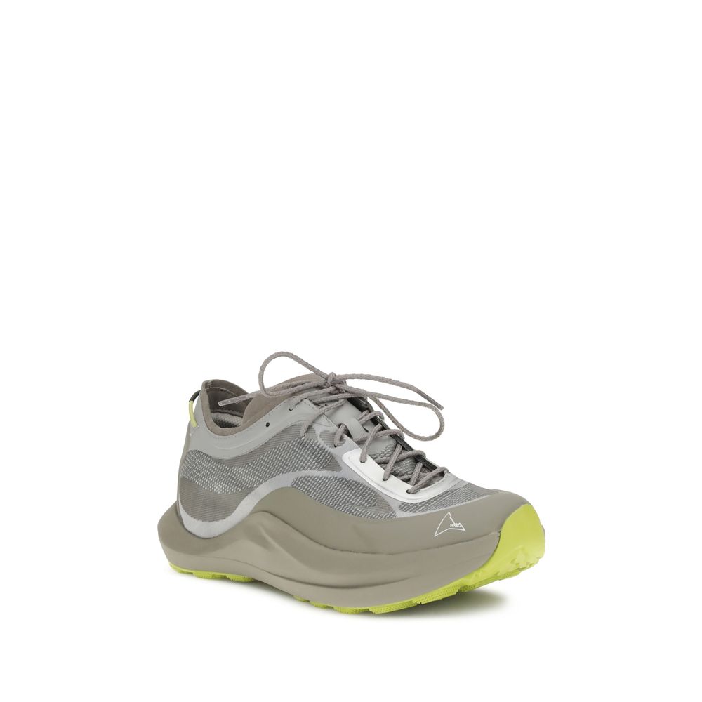 ROA Gray Polyester Athletic Sneakers with Vibram sole, designed for challenging terrain, featuring water-repellent Jacquard nylon upper.