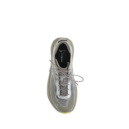 Top view of ROA Gray Polyester Athletic Sneakers with lace-up closure and Vibram sole for grip, designed for challenging terrain.