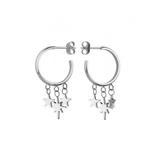 ROSEFIELD JEWELS JEWELRY Mod. MUSES-J216 silver star charm hoop earrings