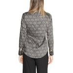 Back view of Rinascimento Black Polyester Shirt from Fall/Winter collection, showcasing women's fashion in 100% polyester.