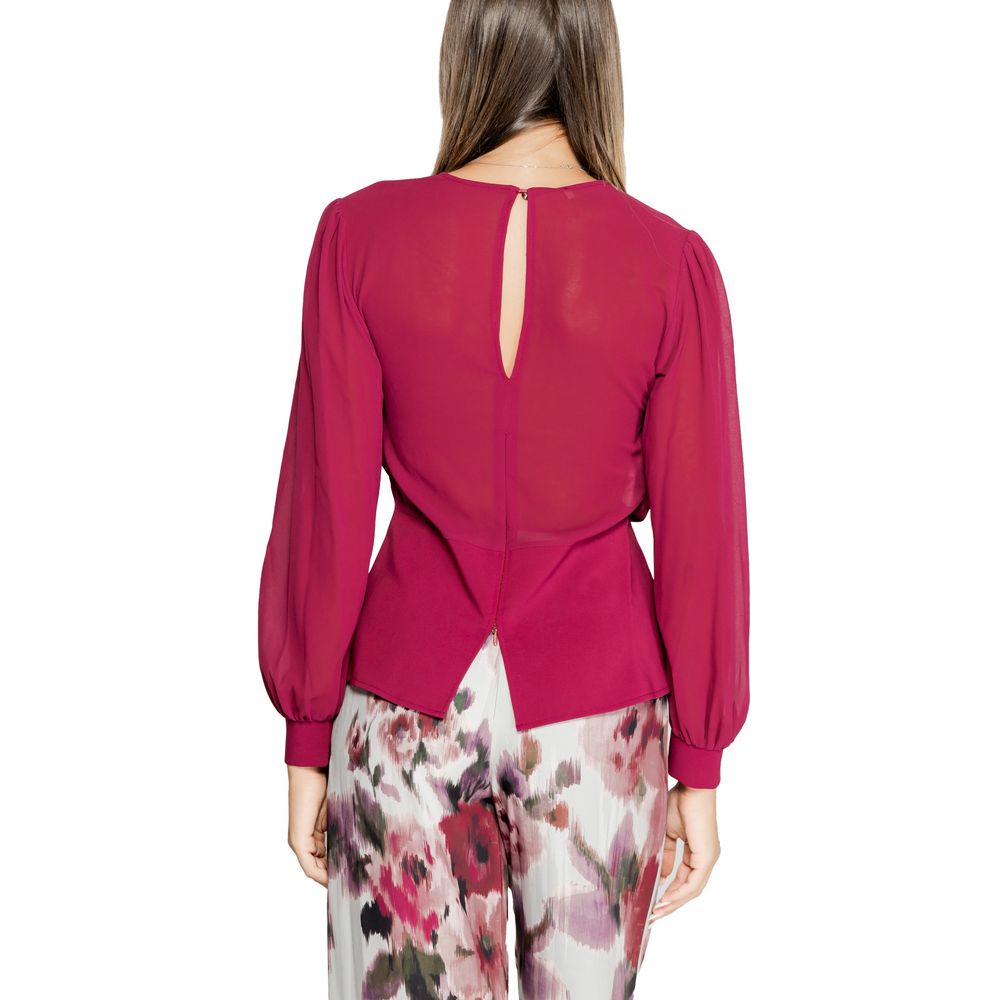 Rinascimento Bordeaux Polyester Blouse, women's fall/winter collection, 100% polyester, back view with stylish design