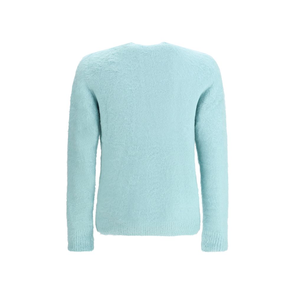 Roberto Collina Green Cotton Sweatshirt, soft fabric, ribbed crew neck and cuffs, ideal for stylish winter comfort.