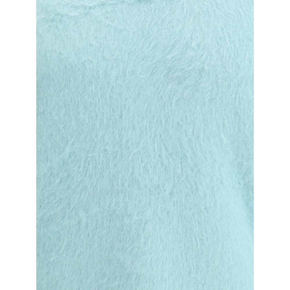 Roberto Collina Green Cotton Sweatshirt close-up showing soft texture, ribbed details, and winter comfort for stylish looks.