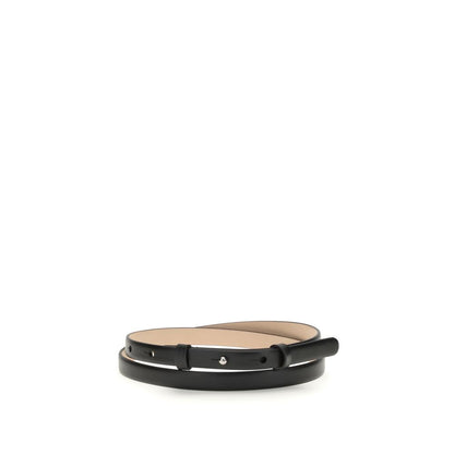 SA SU PHI Black Leather Thin Belt, versatile 1.5 cm accessory for AW25 fashion, crafted from premium leather, perfect for casual and formal wear.