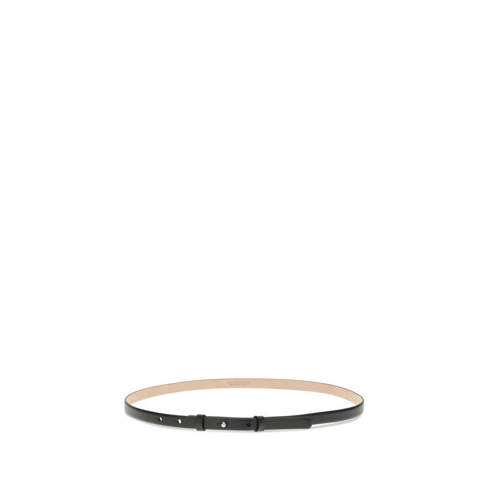 SA SU PHI Black Leather Thin Belt