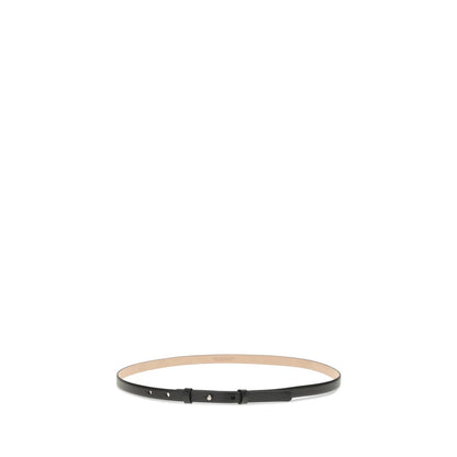 SA SU PHI Black Leather Thin Belt - elegant slim 1.5 cm belt for casual and formal wear, crafted from high-quality leather.