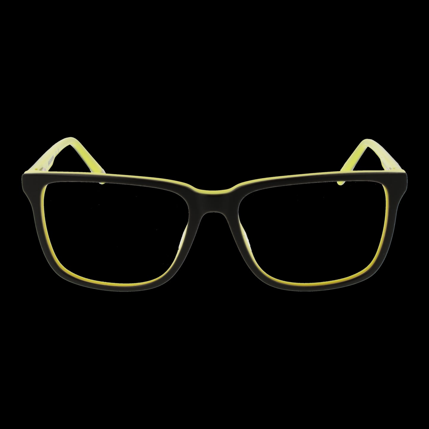 SKECHERS MOD. SE3386 55020 rectangular black and yellow eyeglasses designed for gents, displayed against a black background.