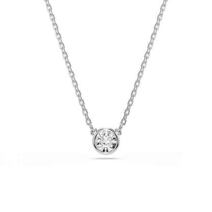 Swarovski Mod. 5696039 minimalist Imber Pendant Necklace, round cut white stone, rhodium plated, elegant design