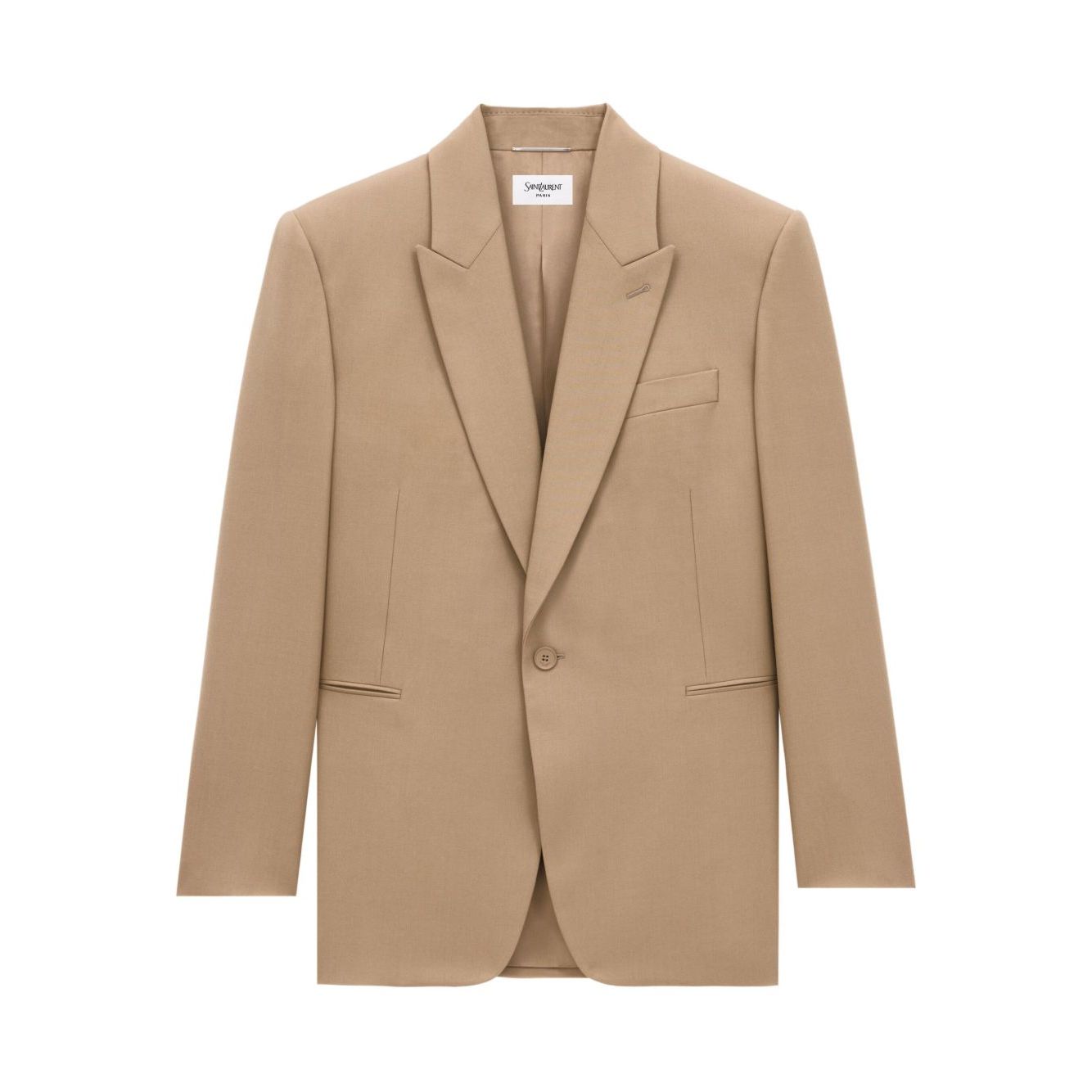 Saint Laurent Jackets Beige single-breasted wool jacket with front button fastening and welt pockets.