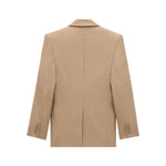 Back view of Saint Laurent Jackets Beige showing high-quality wool material and long sleeves.
