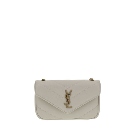 Saint Laurent Lou Lou Shoulder Bag in quilted lambskin with YSL logo and sliding chain handle, elegant designer handbag.