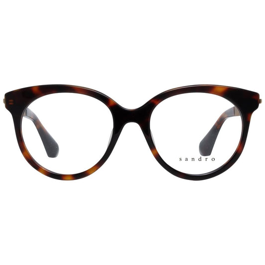 Sandro Brown Women Glasses Frame, butterfly style, metal & plastic full-rim, size 48-17-135, includes branded case, no spring hinge.