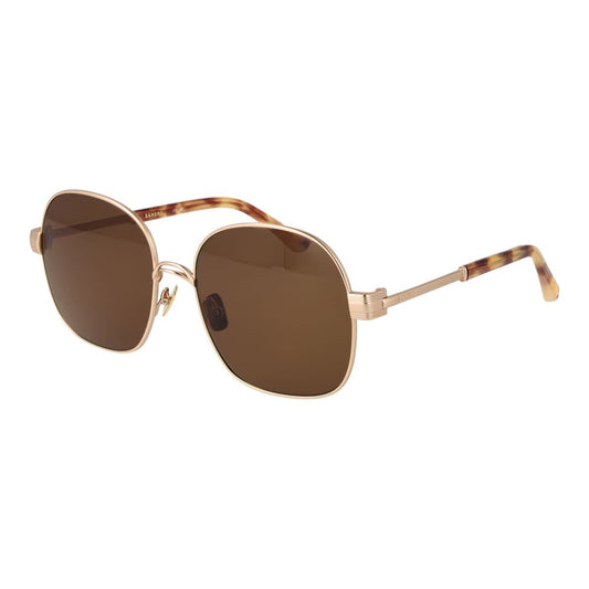 Sandro Gold Acetate Sunglasses for women in a classic full-rim round style with gold frames and lenses. 100% UVA & UVB protection included.