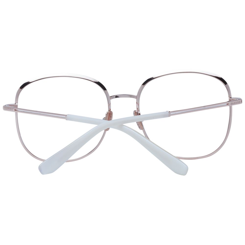 Sandro White Women Glasses Frame, full-rim square design, metal frame with demo lenses, includes branded case. Size 53-17-140.