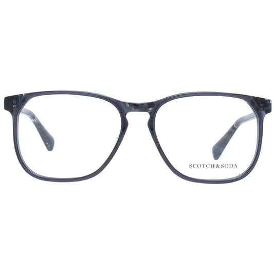 Alt Tag: Scotch & Soda Black Men Glasses Frame, full-rim square design in black plastic with demo lenses, includes branded case.