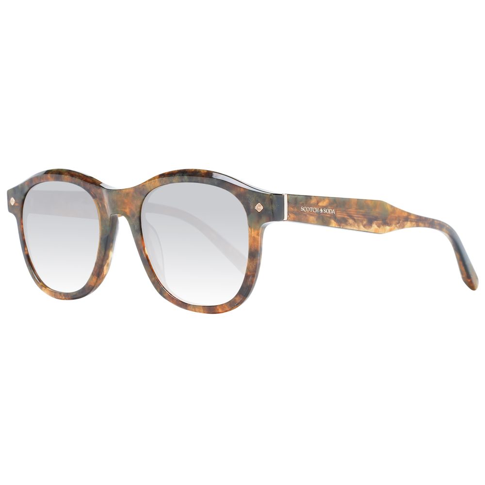 Scotch & Soda Brown Men Sunglass with square acetate frame, green gradient lenses, providing 100% UVA & UVB protection.