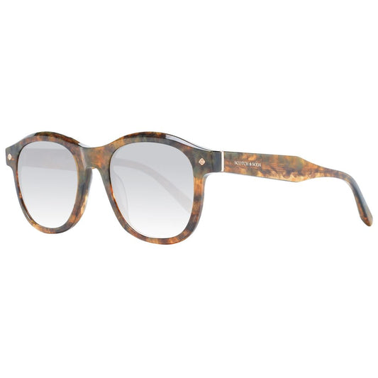Scotch & Soda Brown Men Sunglass with square acetate frame, green gradient lenses, providing 100% UVA & UVB protection.