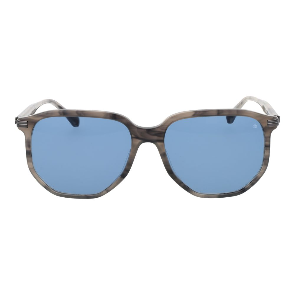 Scotch & Soda Gray Men Sunglass with grey frame, blue plastic lenses, square style, full-rim; 56-16-145 size, 100% UVA & UVB protection.