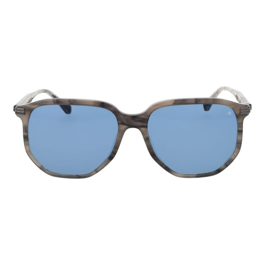 Scotch & Soda Gray Men Sunglass with grey frame, blue plastic lenses, square style, full-rim; 56-16-145 size, 100% UVA & UVB protection.