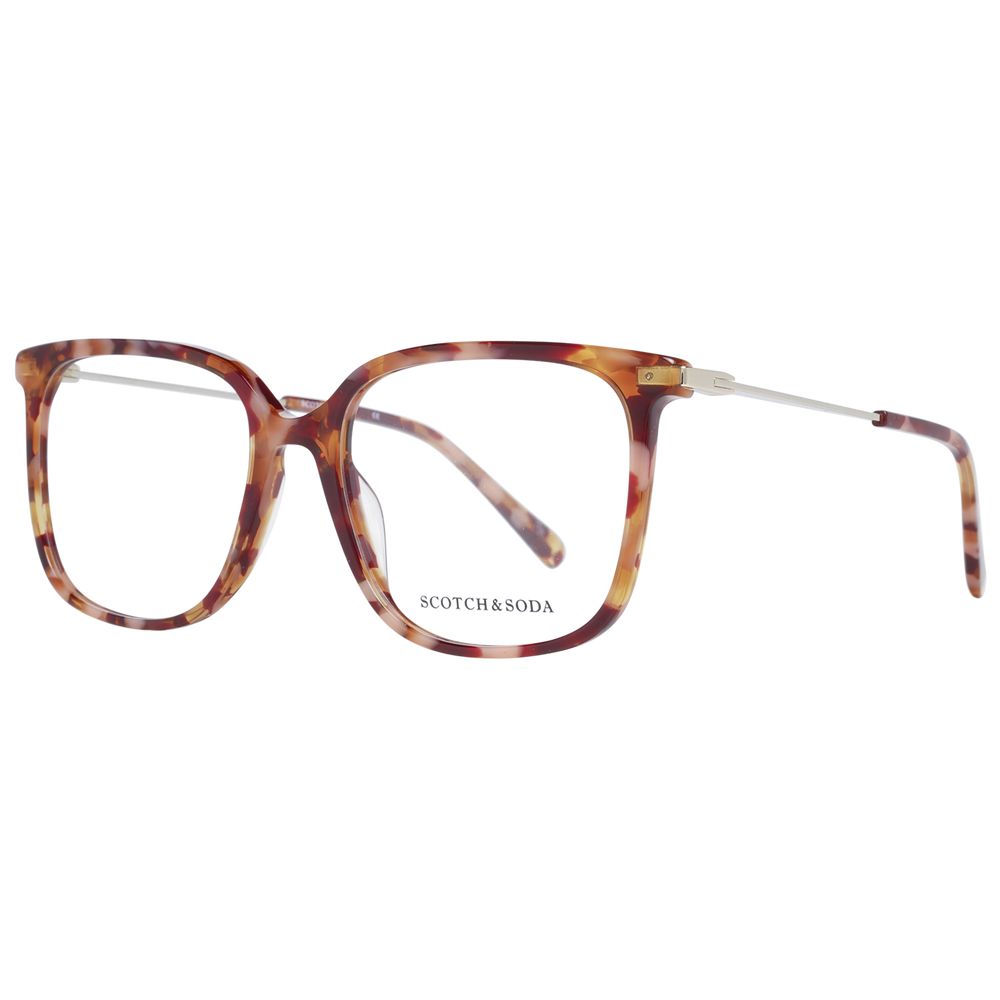 Scotch & Soda Orange Acetate Glasses (Frames) for women in square style, full-rim design, 54-17-140 size, with plastic demo lenses.