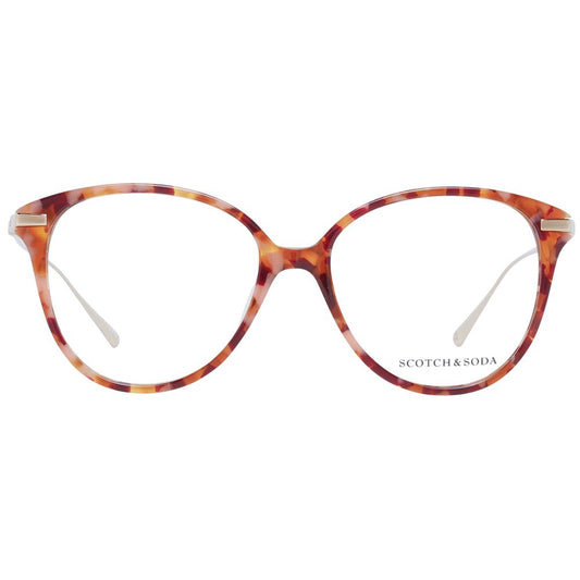 Scotch & Soda Orange Women Glasses Frame in acetate, full-rim round style, size 53-16-145, featuring demo lenses.