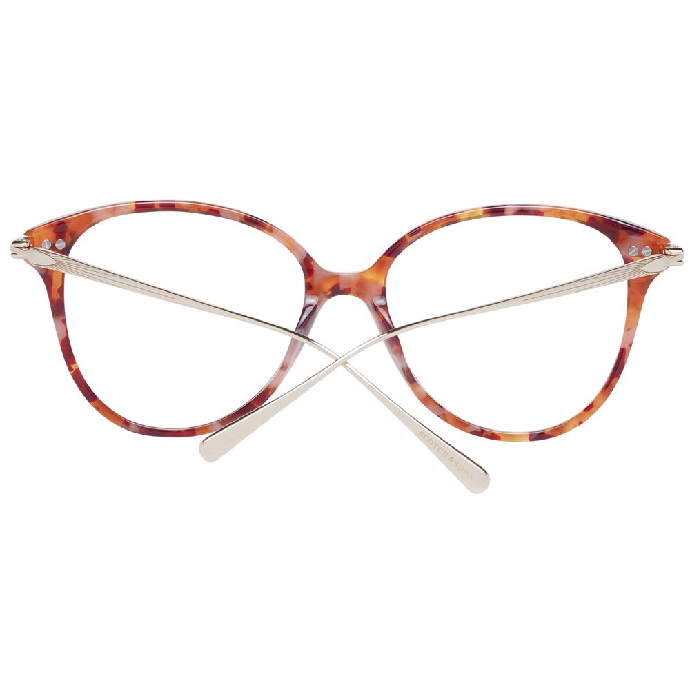 Scotch & Soda Orange Women Glasses Frame with acetate full-rim style, featuring a 53-16-145 size. Stylish demo lenses, round design.