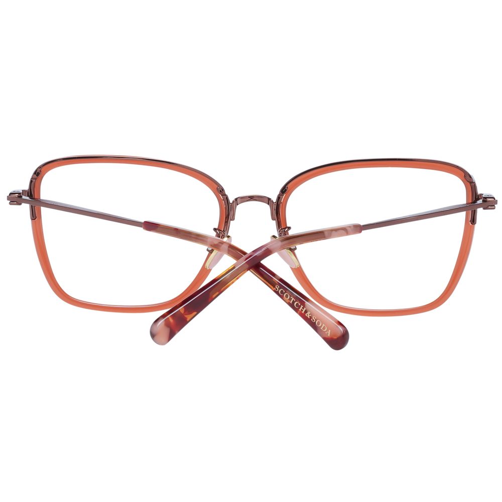Scotch & Soda Red Women Glasses Frame, metal & plastic, square full-rim style with demo lenses, 55-18-135 size, branded case included.