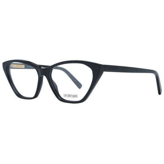 Sportmax Black Women Glasses Frame acetate full-rim design with demo lenses and branded case, butterfly style, size 54-14-140.