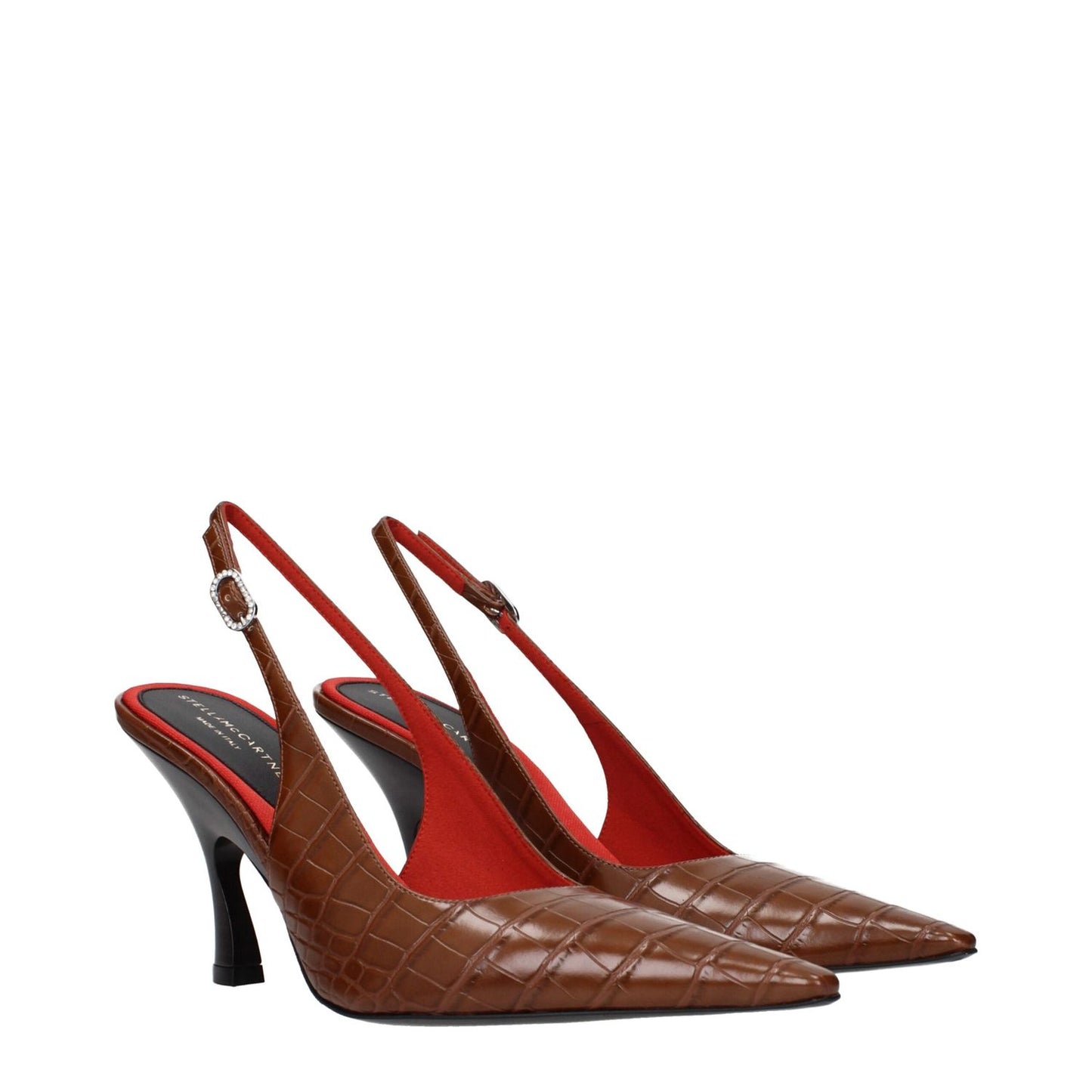 Stella McCartney Brown Leather Pumps with rhinestones, eco-friendly sandals, MPN 810524AP0AU02000, code F84899.