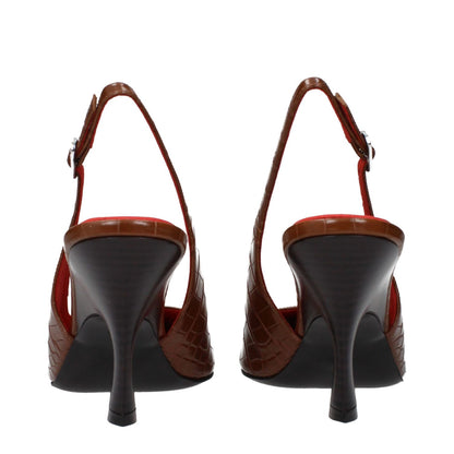 Back view of Stella McCartney Brown Leather Pumps with eco-friendly design and rhinestone detailing