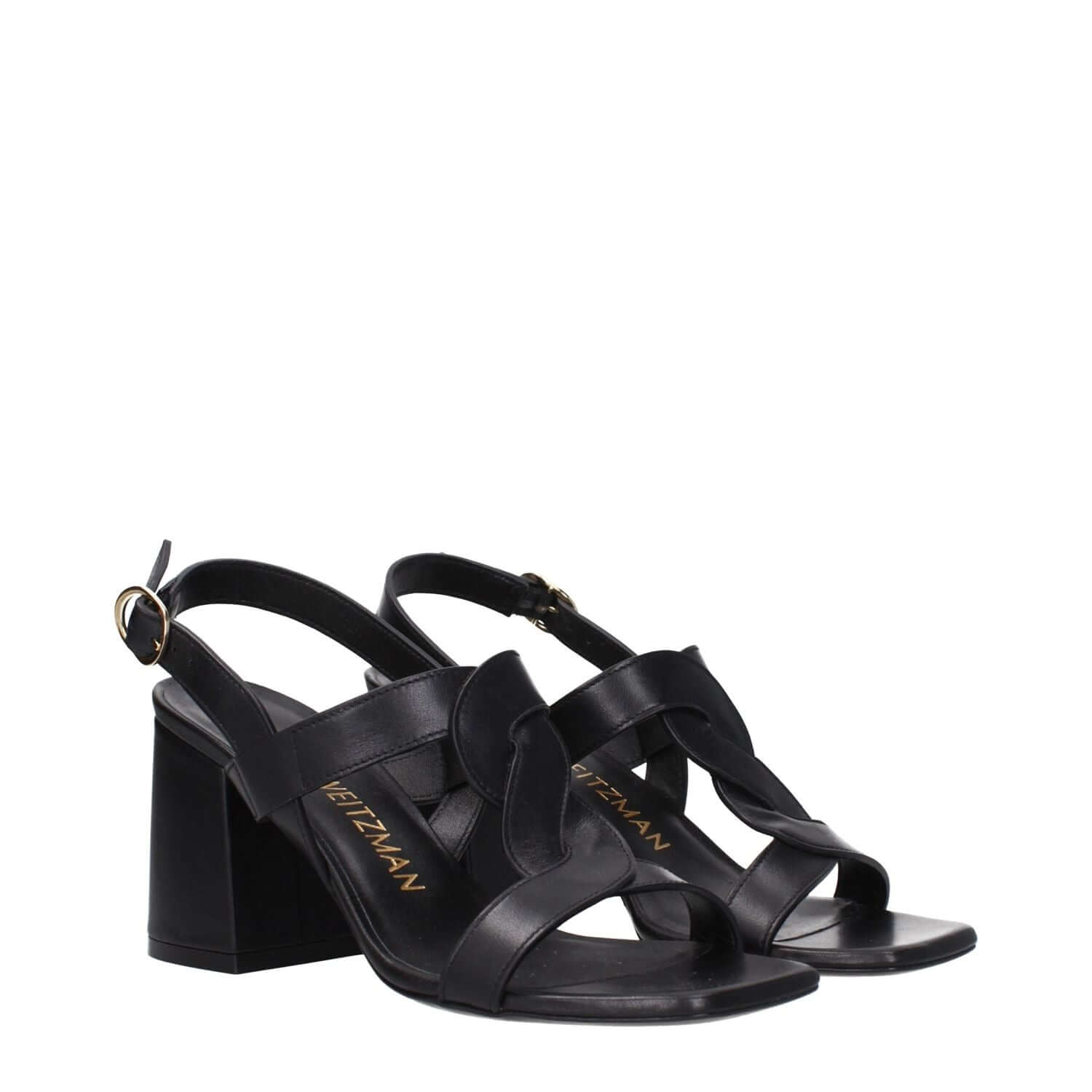 Stuart Weitzman Black Leather Platform Sandals