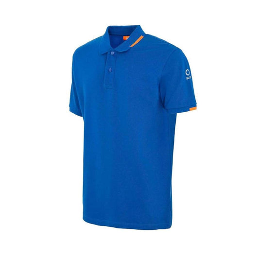 Suns Blue Cotton Polo Shirt with ribbed collar and logo on sleeve