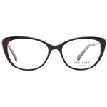 Ted Baker Brown Women Glasses Frame in acetate with full-rim cat eye style, demo lenses, and branded case included.