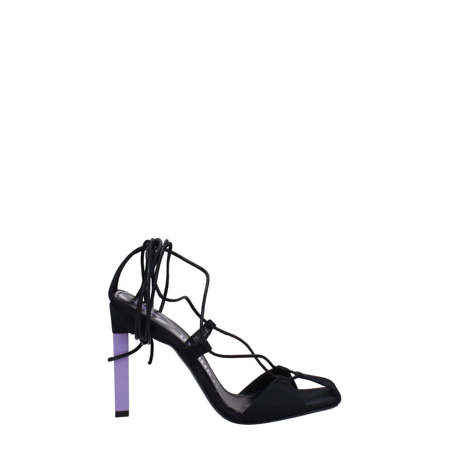 The Attico Black Fabric Stiletto Heel Sandals
