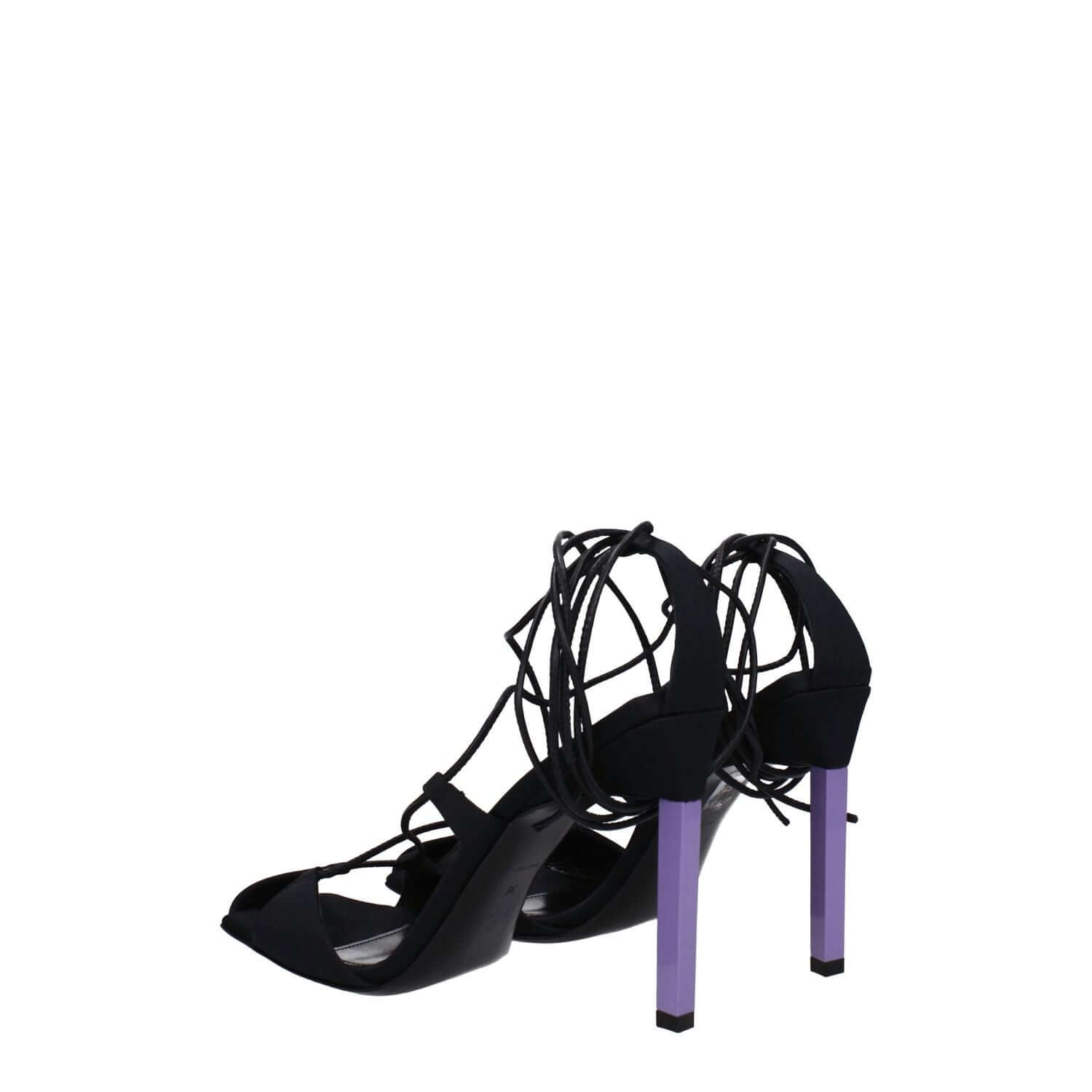 The Attico Black Fabric Stiletto Heel Sandals