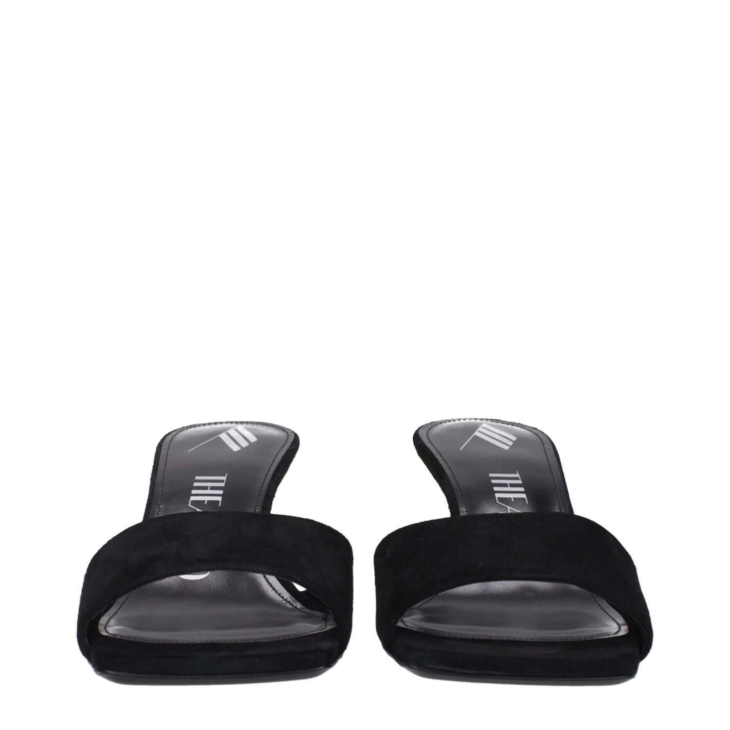 The Attico Black Leather Platform Sandals