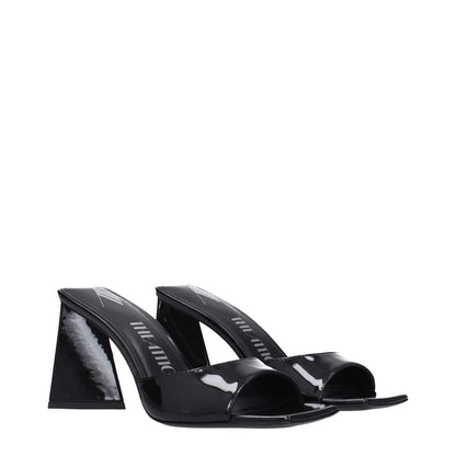 The Attico Black Leather Stiletto Heel Sandals