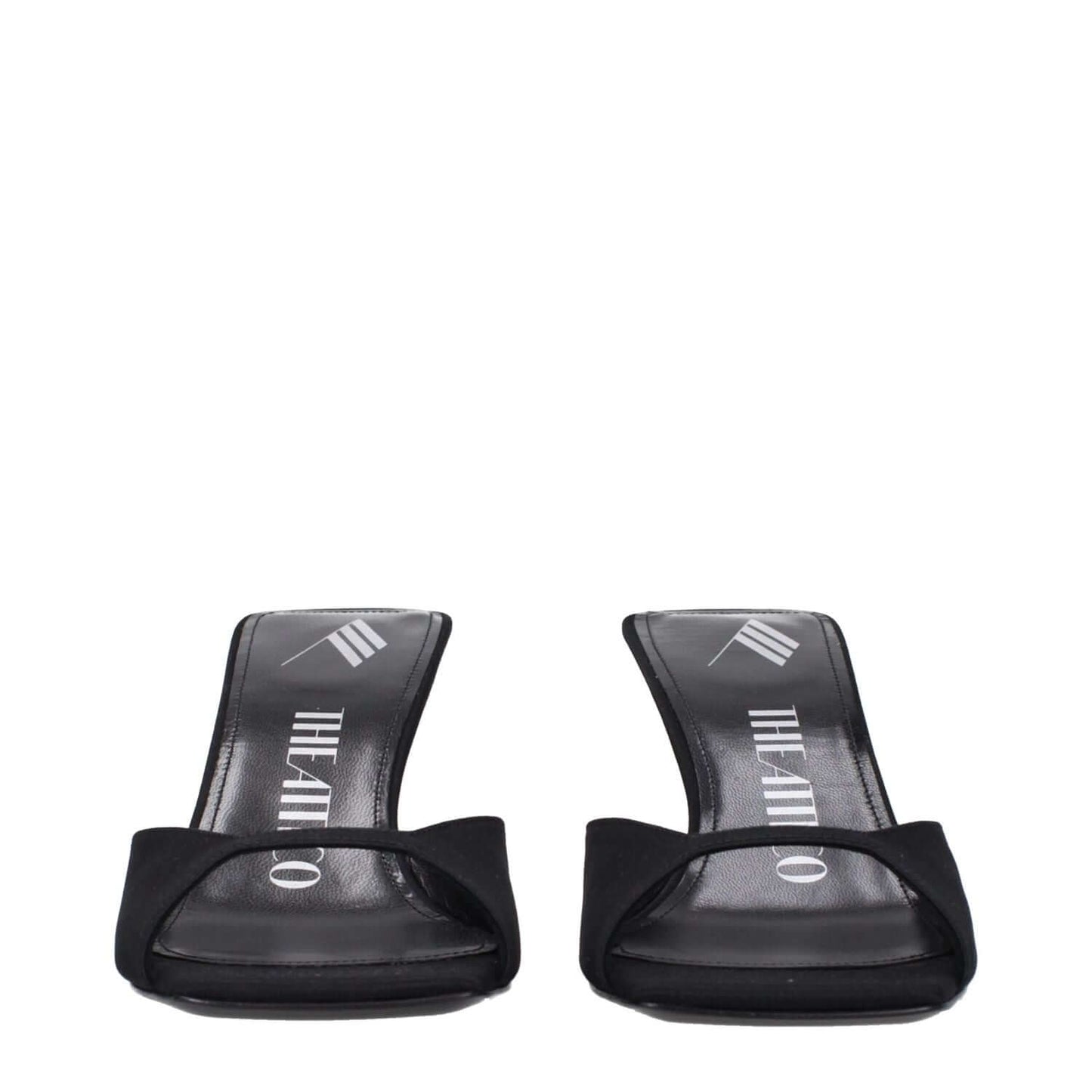 The Attico Black Satin Stiletto Heel Sandals