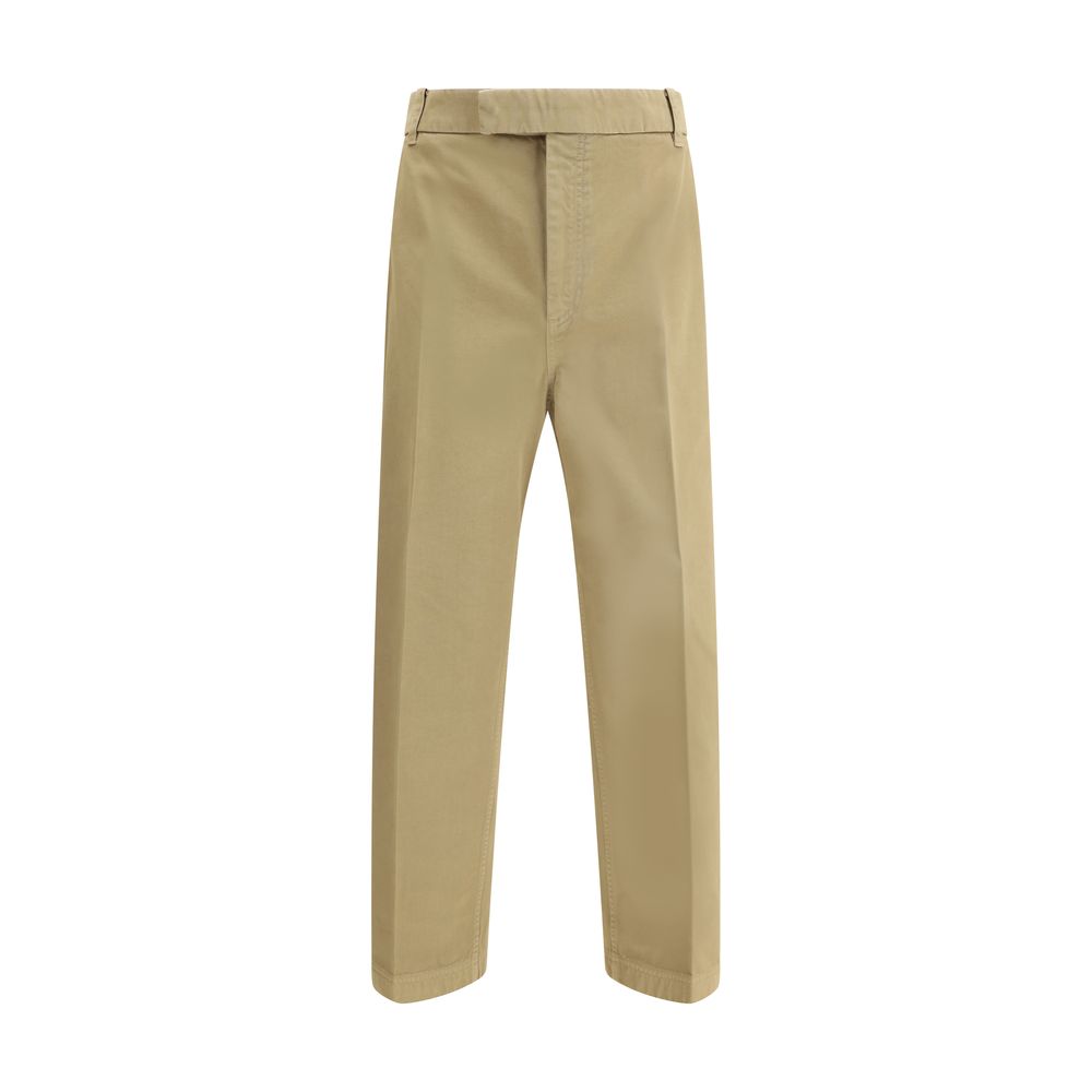 Thom Browne Cotton Pants with straight-leg cut, high waist, and tricolor patch, showcasing refined silhouette and stylish design.