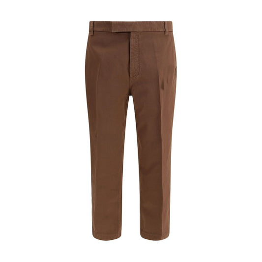 Thom Browne Cotton Pants with straight-leg cut, high waist, and tricolor patch, showcasing refined silhouette and stylish design.