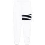 Thom Browne Trousers White with elasticated drawstring waistband, side pockets, logo patch, signature grosgrain loop tab, 4Bar design.