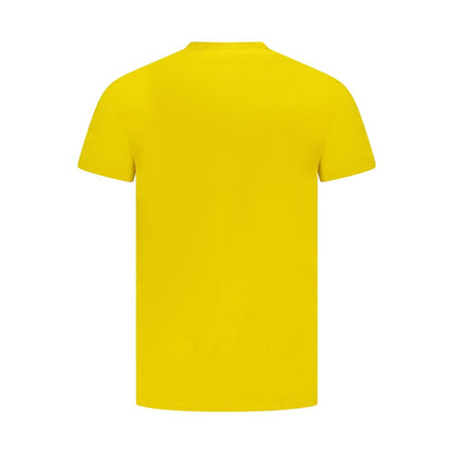 Timberland Yellow Cotton Men T-Shirt, slim fit organic cotton tee with embroidered logo and vibrant color for stylish eco-conscious men.