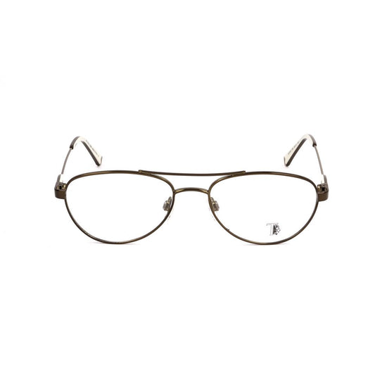 Front view of Tod's Bronze Metal Frames with clear lenses and dark bronze metal finish, size 52/17/140 mm, elegant and stylish design.