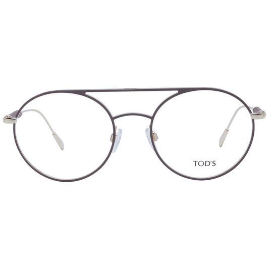 Tod's Brown Women Glasses Frame in metal full-rim aviator style with demo lenses, includes branded case, ideal eyewear for women.