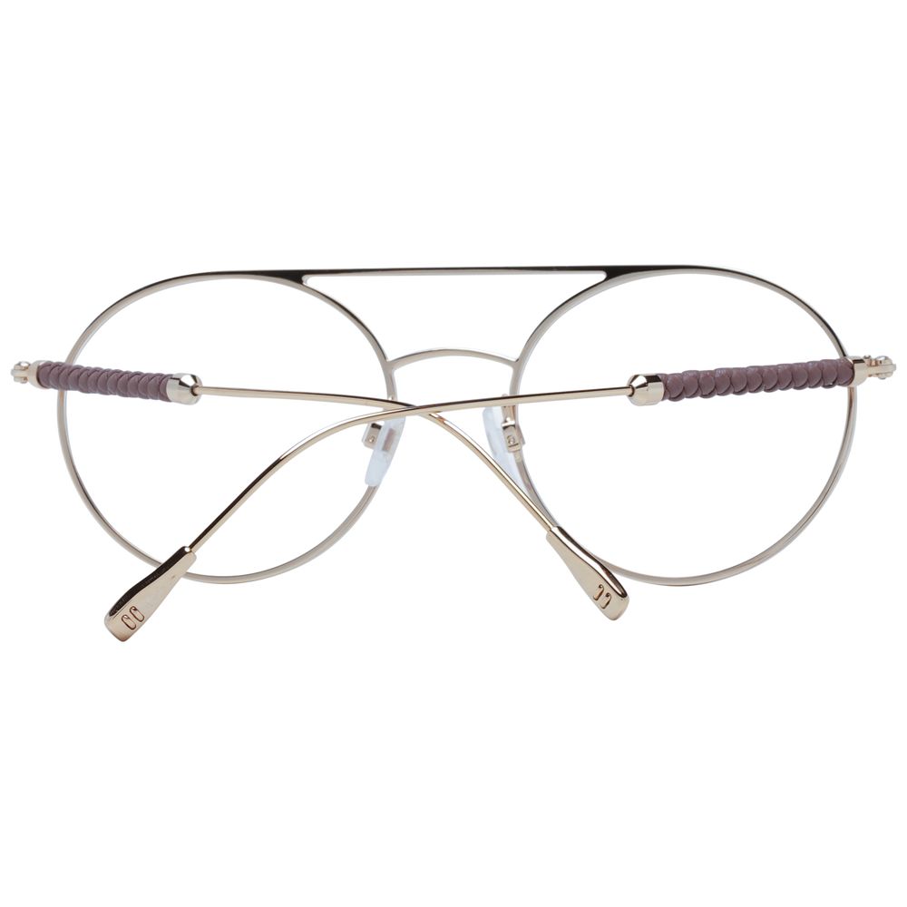 Tod's Brown Women Glasses Frame with full-rim metal design and aviator style, featuring demo plastic lenses and branded case included.