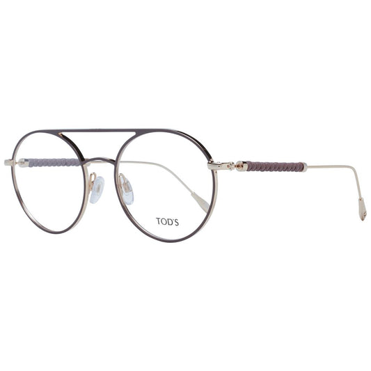 Tod's Brown Women Glasses Frame in full-rim metal with demo lenses, 52mm width, aviator style, includes branded case.